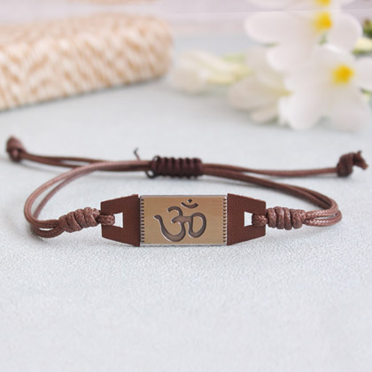 Om Leather Bracelet Rakhi