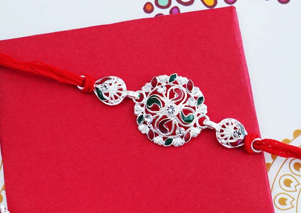 Meenakari Silver Rakhi