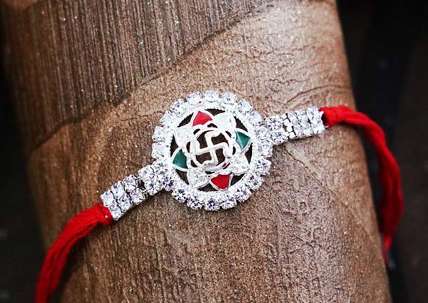 Swastika Silver Rakhi