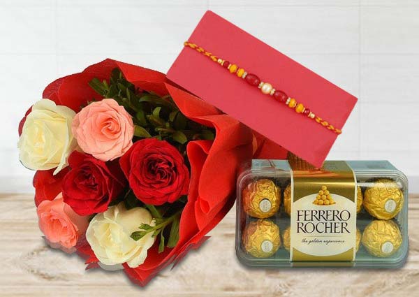 Designer Rakhi with Flowers