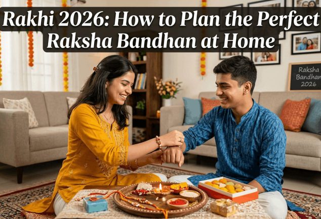 A sister tying a rakhi on her brother's wrist during Raksha Bandhan celebrations