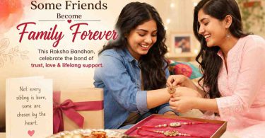 Two best friends celebrate Raksha Bandhan by tying rakhi with joyful smiles together