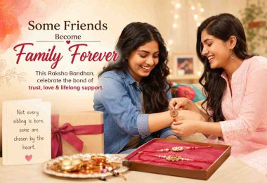 Two best friends celebrate Raksha Bandhan by tying rakhi with joyful smiles together
