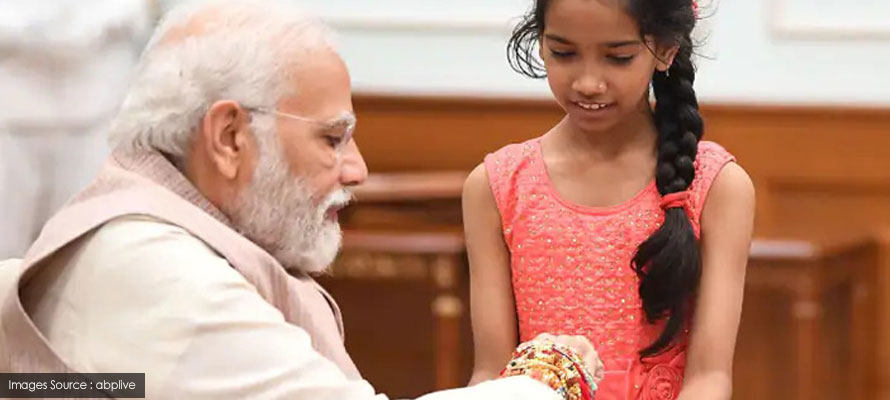 PM Modi celebrates Raksha Bandhan 2022 with Staff Daughters!